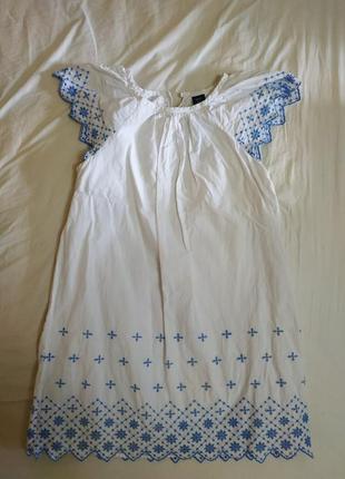 Платье белое хлопок 100% с голубой вышивкой3 фото