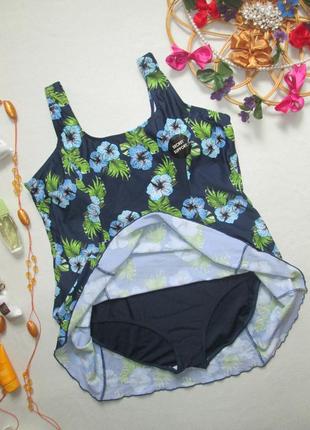 Бесподобный сдельный купальник платье батал принт тропическая орхидея south beach🍒🍓🍒