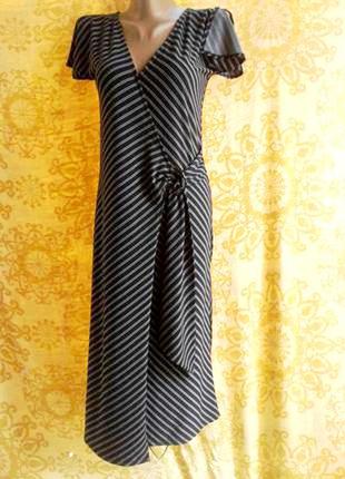 Актуальное серое с черным тонкое трикотажное платье , s/8.