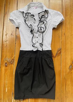 Новое классическое черно-белое платье