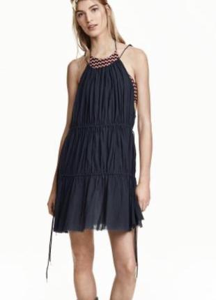 Женский сарафан h&m студию тёмно-синего цвета 100 процентный хлопок