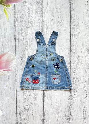 Крутий джинсовий сарафан з вишивкою mothercare 6-9 міс