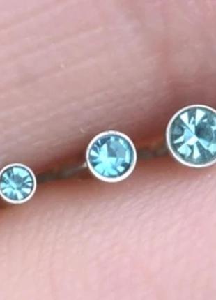Пирсинг с голубым камнем(4) + 1 другой в подарок