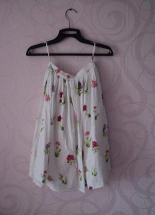 Белая юбка из хлопка с цветочным принтом4 фото