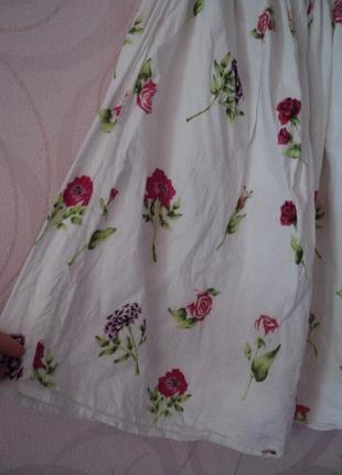 Белая юбка из хлопка с цветочным принтом2 фото