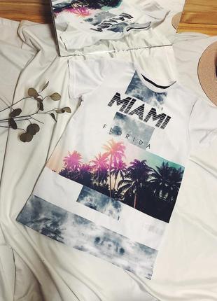 Детская удлиненная футболка з пляжным принтом primark