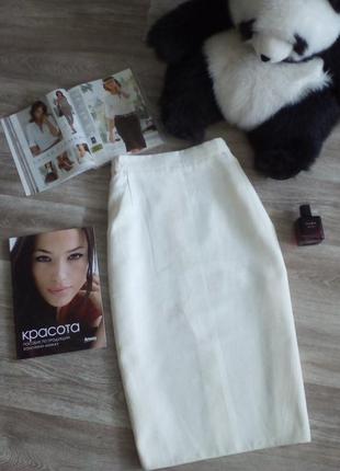 Красивая строгая , деловая белая юбка с высокой посадкой  essence