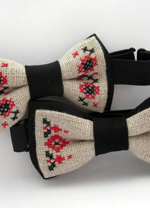 Галстук-бабочка с ручной вышивкой на холсте / бабочка вышитый лен