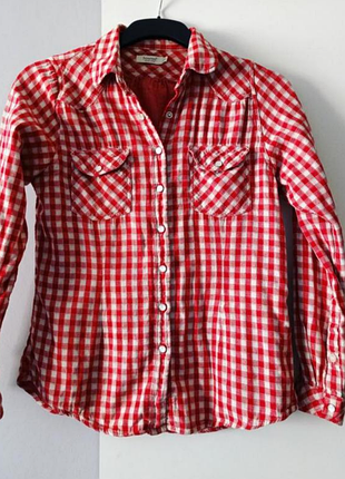 Рубашка в белую красную клетку