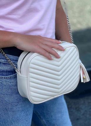 Молочна кремова сумка через плече сумочка клатч кроссбоди