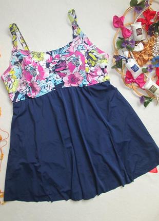 Суперовый слитный купальник платье вставка цветочная акварель george 21 🍒🍓🍒