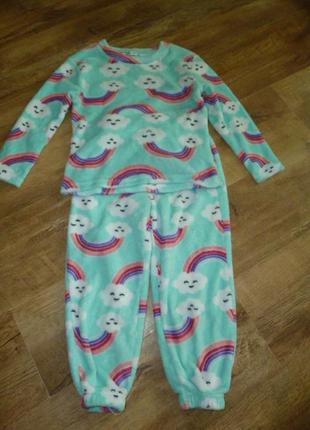 Мягкая флисовая пижама на 6-7 лет с радугами