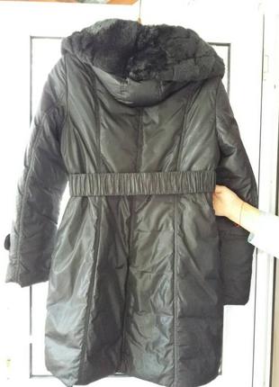 Зимнее пальто на холлофайбере с шиншилой4 фото