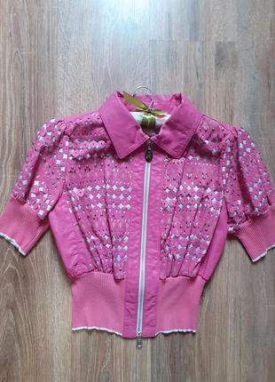 Куртка пиджак с натуральной кожи в перфорацию!италия!