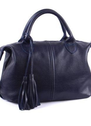 Сумка кожаная женская 200104 синяя