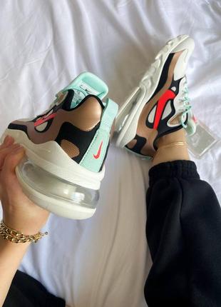 Жіночі кросівки nike air max 270 react,кросівки найк аїр реактив білий з коричневим шнурівка3 фото