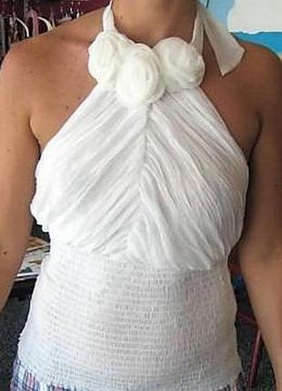 Шифоновый топ с розами,открытая спина р 44- 46,46