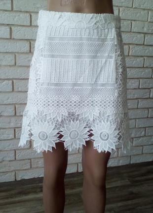 Летняя кружевная очень красивая, белая юбочка 8 topshop