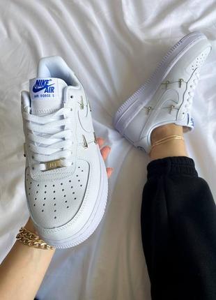 Жіночі кросівки nike air force 1 07 lx chrome swooshes white,кросівки найк аір форс 1 07 лх хром білий не висока платформа4 фото