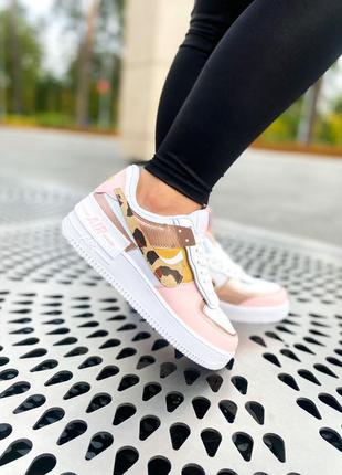 Женские кроссовки nike air force 1 shadow pink camo,кроссовки найк аир форс 1 шадоу розовый комуфляж10 фото