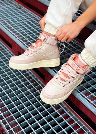 Женские кроссовки nike air force 1 high utility pink,кроссовки найк аир форс утилитарный розовый липучка9 фото