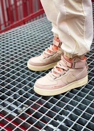 Женские кроссовки nike air force 1 high utility pink,кроссовки найк аир форс утилитарный розовый липучка8 фото