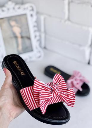 Женские шлепанцы с бантами, жіночі шльопанці, шльопки, шлепки на море2 фото