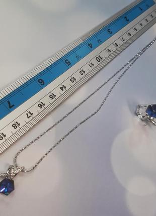 Красивий комплект xuping з кристалами swarovski 💎 сережки, підвіски та ланцюжок4 фото