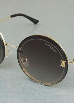 Burberry окуляри жіночі сонцезахисні круглі коричневі в золоті