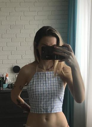 Голубой топ в ромашки hand-made