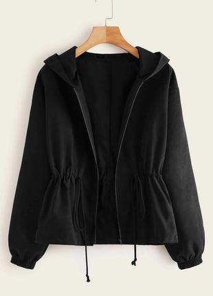 Нова чорна полегшена куртка з капюшоном shein2 фото