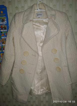 Стильное теплое брендовое дэми пальто,цвет молоко,очень красивый, размер 44.2 фото