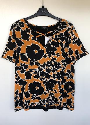 Блуза цветочный принт нарядная футболка топ matalan