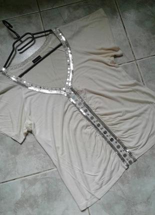 Футболка блуза florence&fred с серебристой вышивкой и пайетками вискоза р м7 фото
