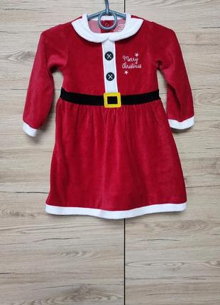 Детское новогоднее платье помощница санты на 12-18 месяцев, 1-1,5 года