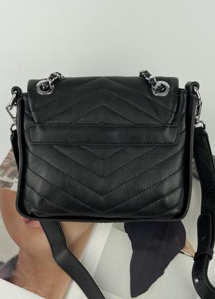 Женская кожаная сумка на через плечо polina & eiterou жіноча шкіряна сумка чорна6 фото