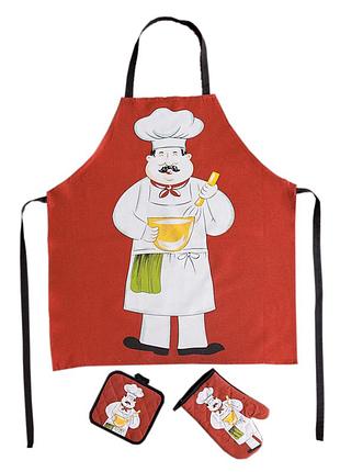 Текстильный кухонный набор xopc-m «добра господиня»: фартук+прихватка+рукавица (4011)