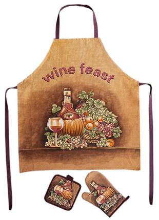 Текстильный кухонный набор xopc-m «добра господиня»: фартук+прихватка+рукавица (4011-1)