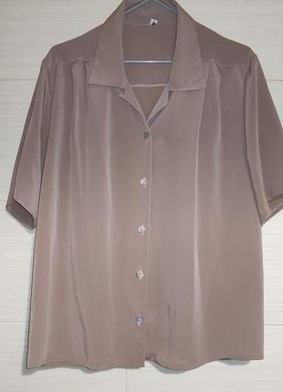 Блуза из тонкой легкой ткани, цвета кофе с молоком1 фото