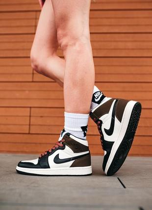 Nike jordan 1 retro high dark mocha чорно високі коричневі жіночі кросівки найк унісекс жіночі високі кросівки