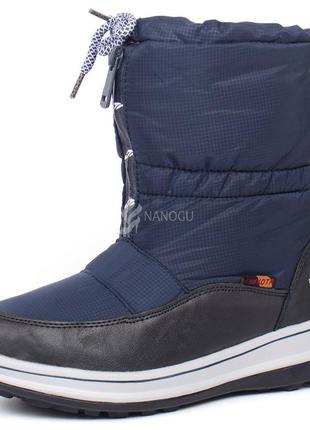 Термо дутики жіночі чоботи зимові темно-сині winter wave розпродаж5 фото