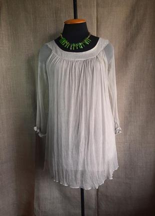 100% - шёлк/итальянская удлиненная блуза/туника