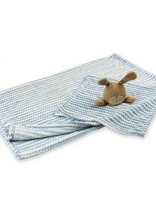 Детское одеяло luvena fortuna флисовое с игрушкой-салфеткой, голубое (g8758)2 фото