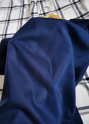 Синяя хлопковая блуза с рюшами6 фото