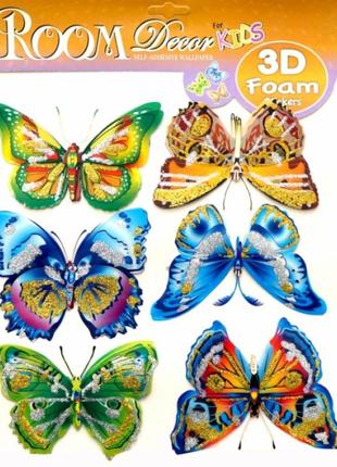 Інтер'єрна наклейка 3d декор інсталяція метелики