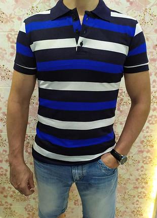 Чоловіча футболка поло, поло трикотаж, смугаста футболка поло, теніска р-р 48-56
