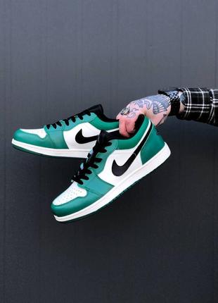 Мужские кроссовки nike air jordan 1 retro low green/white3 фото