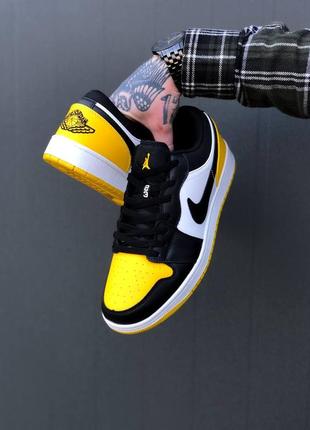 Кроссовки мужские nike air jordan 1 retro low black/yellow