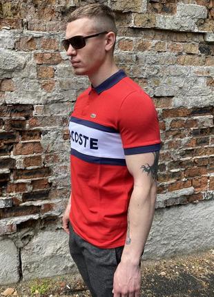 Мужская футболка поло lacoste, цвет красный, разные размеры в наличии2 фото