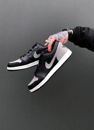 Кроссовки мужские nike air jordan 1 retro low black/gray